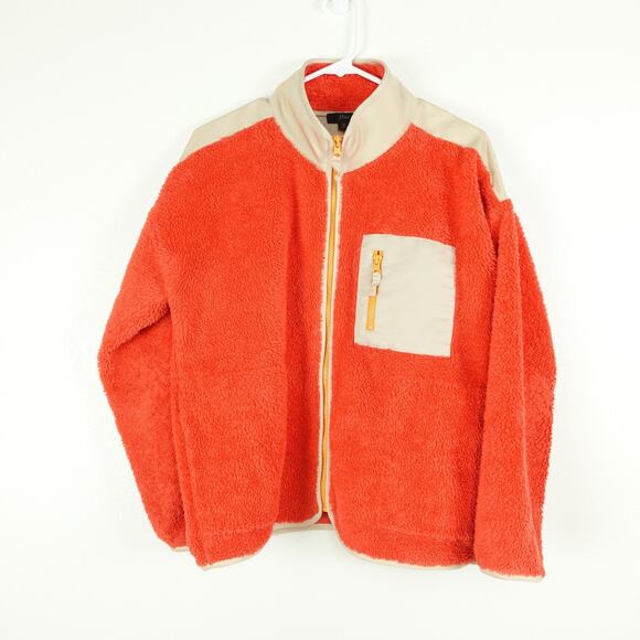 J Crew Jacket Womens SZ M Superplush Sherpa Full Zip Fleece Oversized Baggy Cozy - Picture 1 of 11